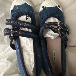 Miu Miu Women's Blue Denim Ballet Flats